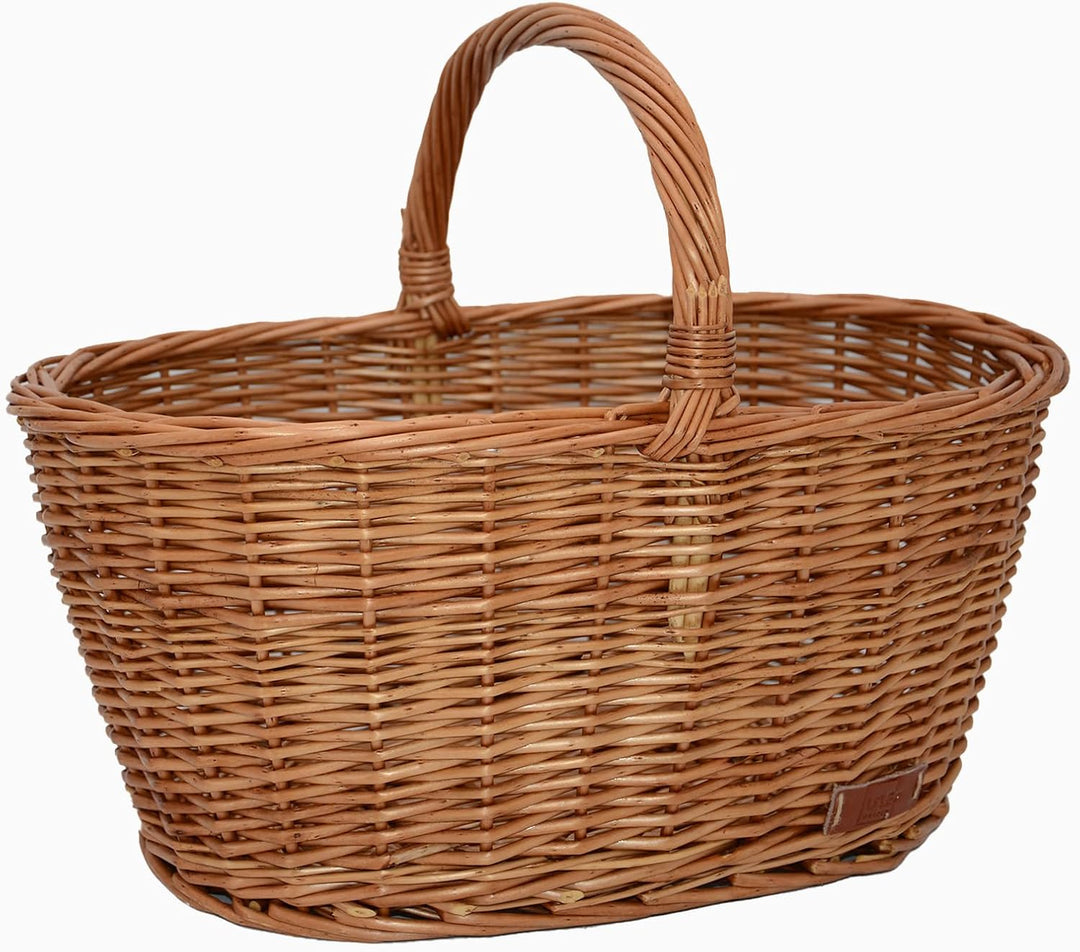 UNUS Weidenkorb Picknickkorb Einkaufskorb Henkelkorb 44,5x33,5x20cm(LxHxB) braun Braun gross, Braun