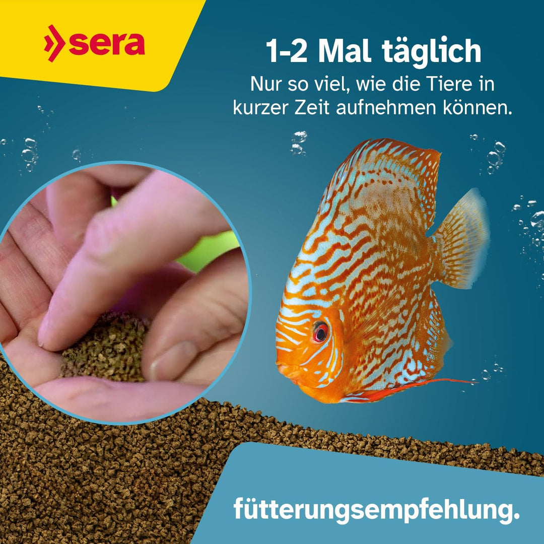 sera Discus Granulat Nature 10 L (4,2 kg) - Hauptfutter für alle Diskusfische, Futter für Diskus