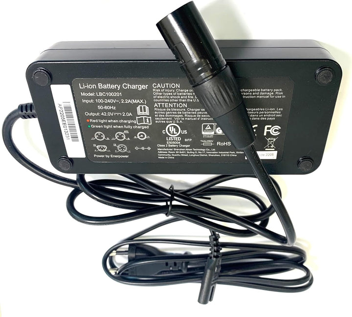 Enerpower Li-Ion Ladegerät 42V für Raleigh Leeds Dover Stoker Impulse System mit Akku 36V-37V XLR-4