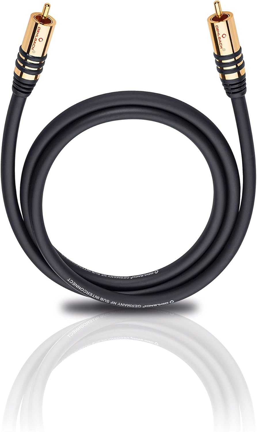 Oehlbach NF Sub, Cinch Subwoofer-Kabel - Audiokabel - rund - OFC - 2m - schwarz Schwarz 2m Single, S