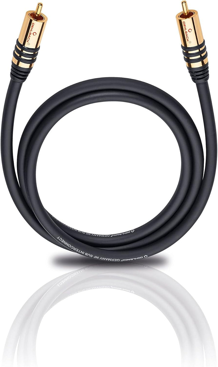 Oehlbach NF Sub, Cinch Subwoofer-Kabel - Audiokabel - rund - OFC - 2m - schwarz Schwarz 2m Single, S