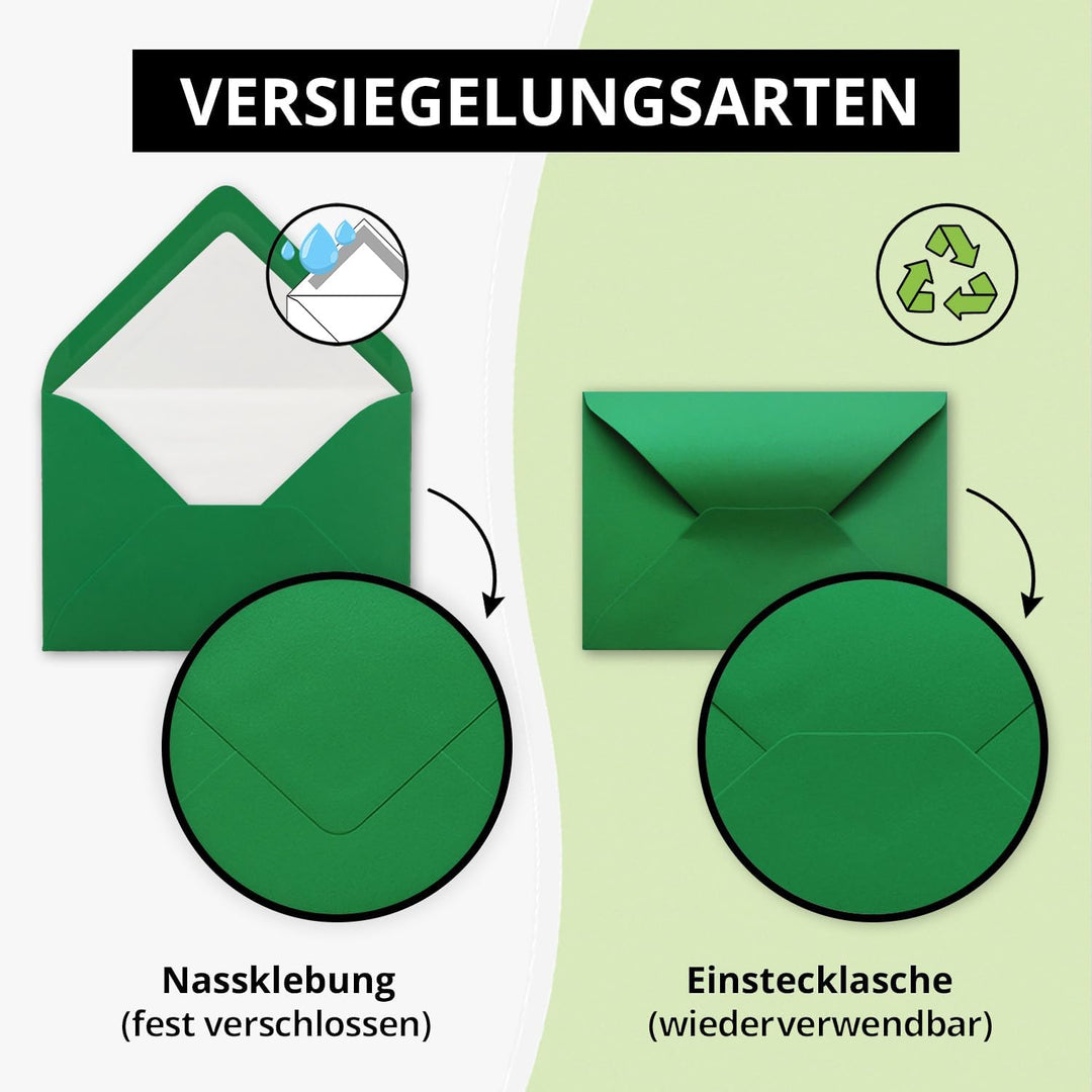 75 Briefumschläge Tannengrün (Grün) - DIN C6 - gefüttert mit weissem Seidenpapier - 100 g/m² - 11,4
