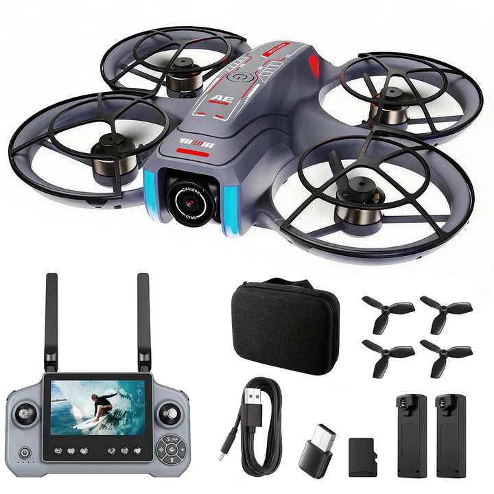 Drone with Camera, 4.5-inch Screen Remote Control, Smart Obstacle Avoidance, 90-Degree Adjustable Ca