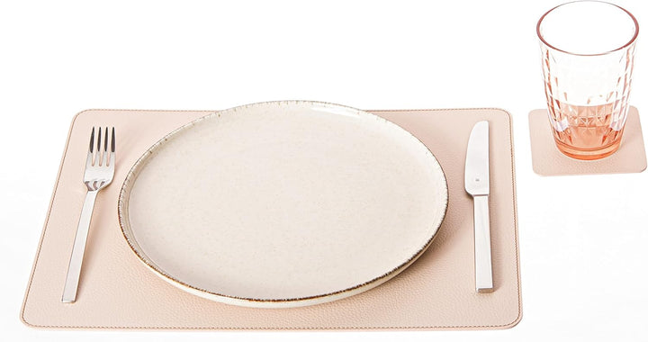Nikalaz Platzsets und Untersetzer aus Recyceltem Leder, 2 Tischsets, Platzdeckchen 40x30 cm und Unte