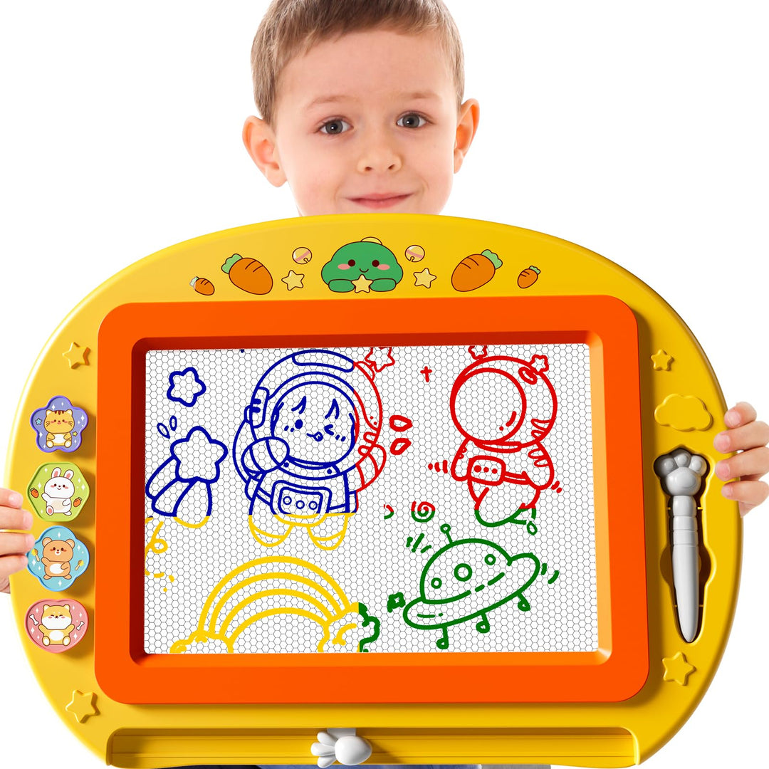 XL Magnetische Zaubertafel für Kinder, Maltafel mit Stempel & Stift, Lernspielzeug & Reisegrösse, Ge