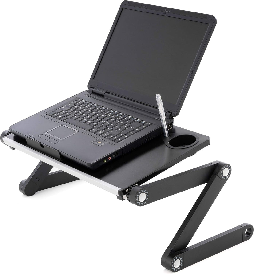 Laptoptisch Notebook-Ständer Aluminium-Legierung Platte 48x28cm Silber-schwarz Höhe und Neigungswink