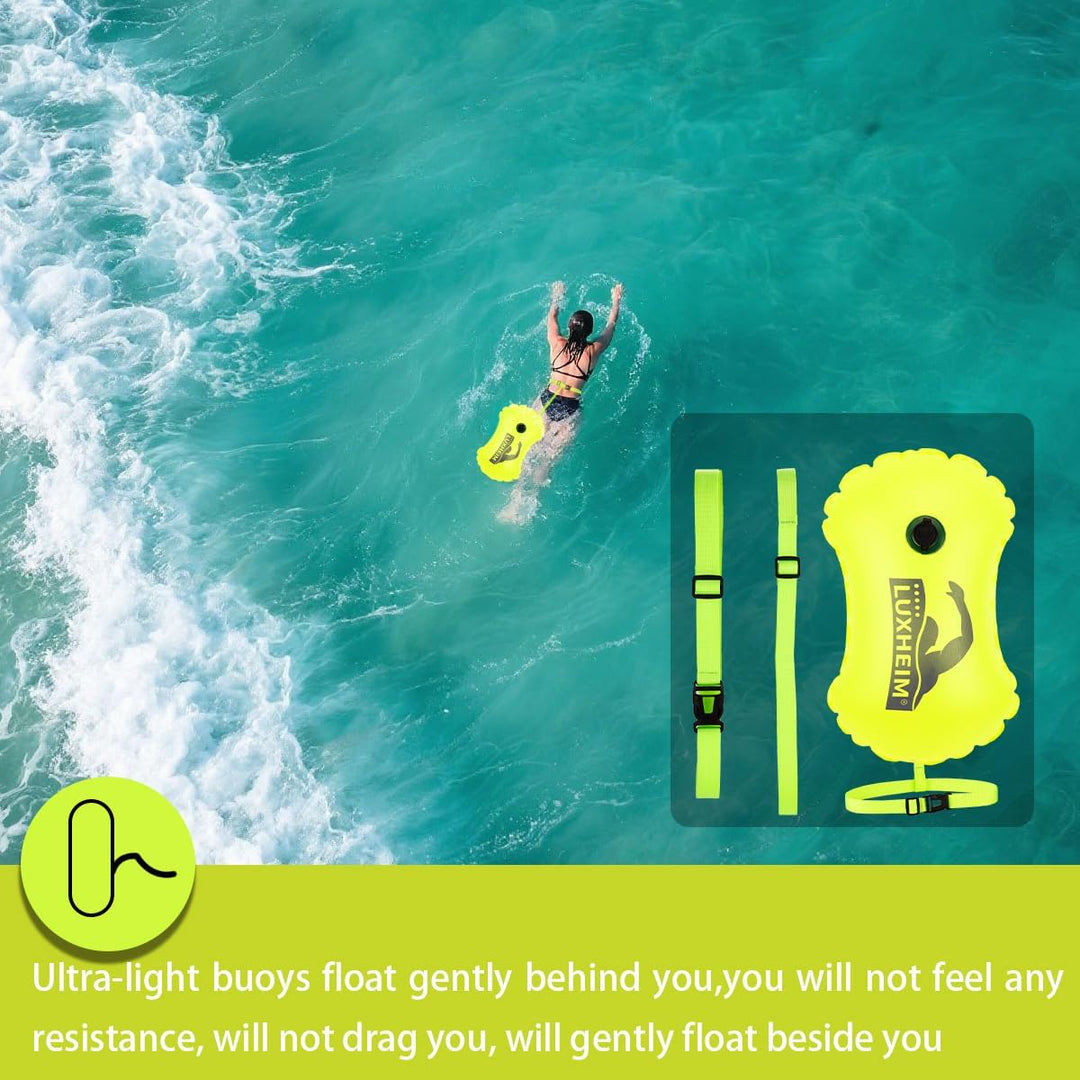 2 Pack Schwimmen Boje Schleppschwimmer für Open Water Schwimmen gut sichtbar Schwimmer Dry Bag wasse