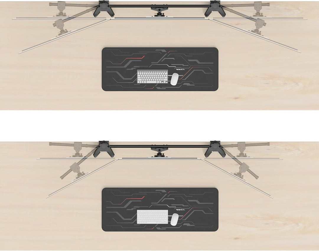 HFTEK Monitorhalterung für 5 Monitore: Oben 27–32" (bis 8 kg/Arm), unten 15–27" (Mitte bis 12 kg). H