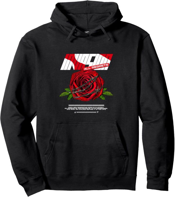 Stacheldraht-Blume – Edgy Aesthetic Streetwear Pullover Hoodie