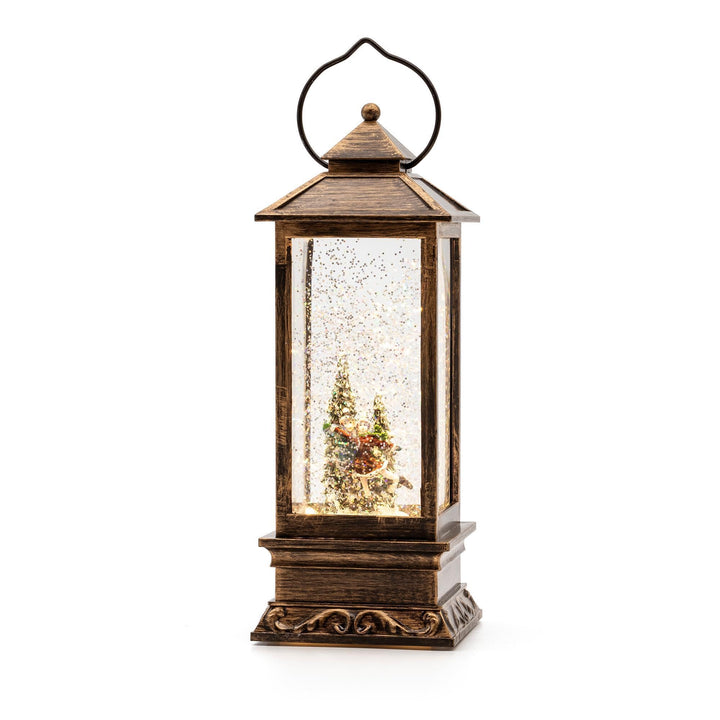 Hellum LED Laterne, Schneekugel Weihnachten mit Motiv Eislaufpaar, 10x26cm leuchtende Weihnachtslate