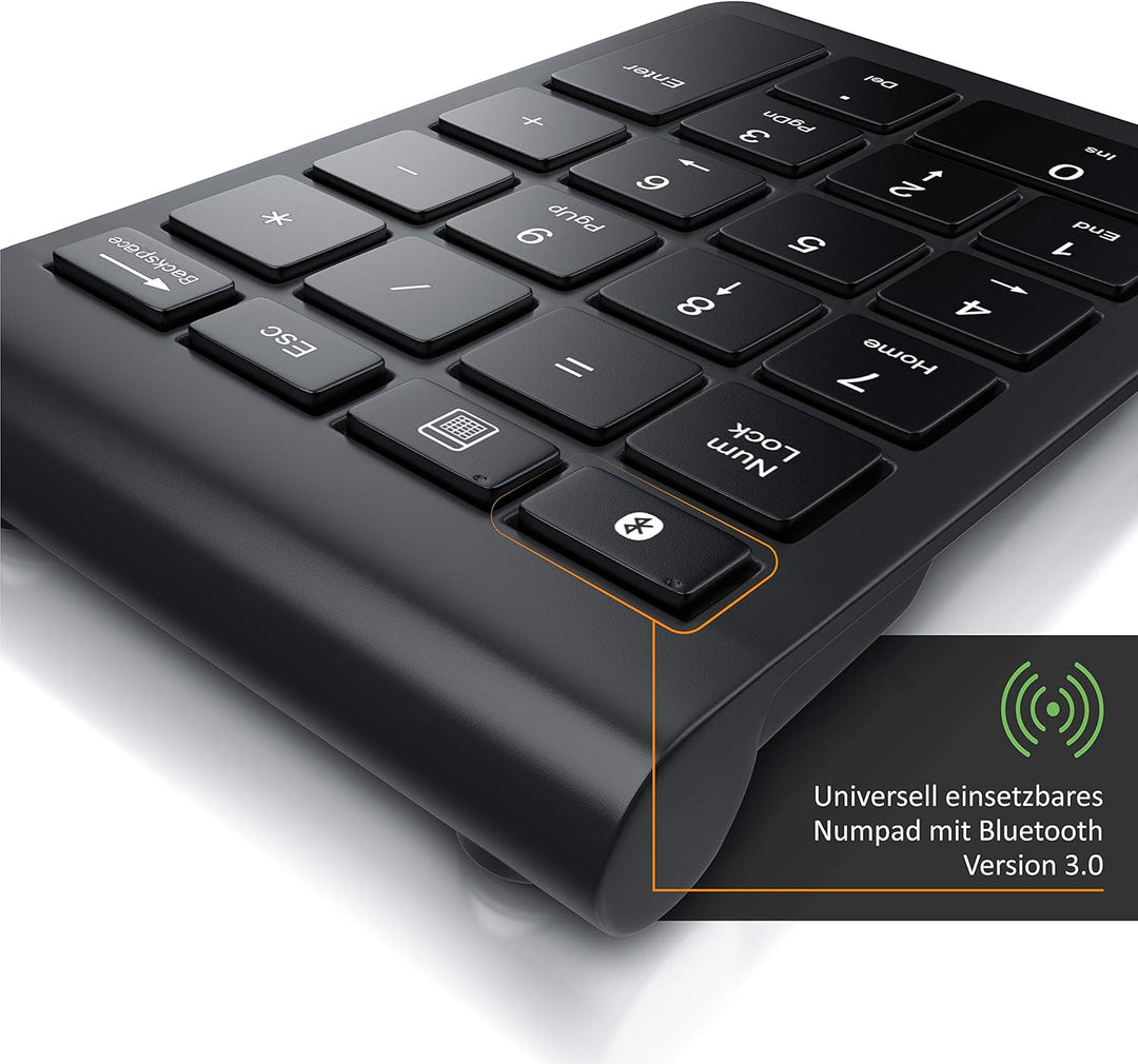 CSL - Numpad Bluetooth - Ziffernblock kabellos - Keypad mit 22 Tasten - 10 Multifunktionstasten Mult