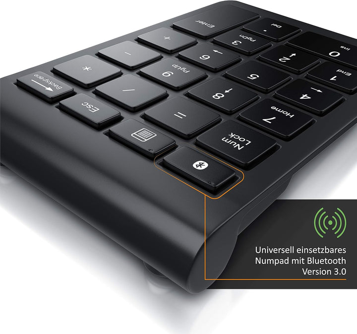 CSL - Numpad Bluetooth - Ziffernblock kabellos - Keypad mit 22 Tasten - 10 Multifunktionstasten Mult