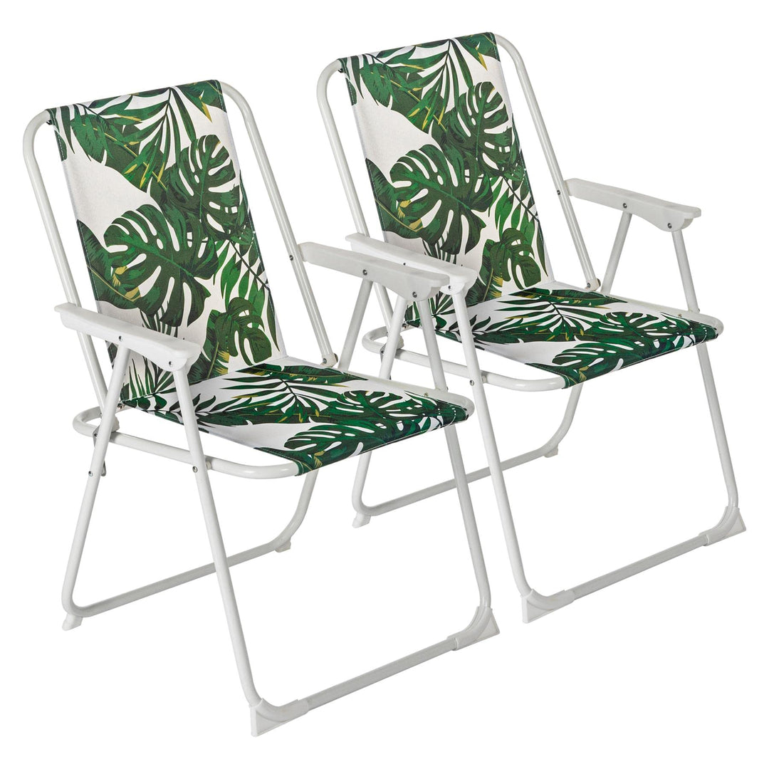 Harbour Housewares Klappe Metall Beachstühle - Bananenblatt - 2 -Pack Von 2