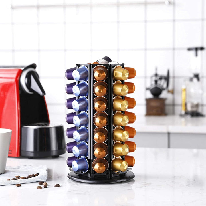 Bagoo Kaffee Kapselhalter für Nespresso 360-Grad-Drehung mit Zentraler Zusätzlicher Pod-Aufbewahrung