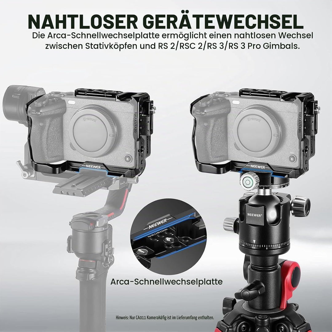 NEEWER FX3/FX30 Cage Kamera Käfig mit HDMI Cable Clamp,NATO Schiene,3/8"ARRI Positionierungslöcher,