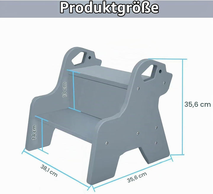 Tritthocker für Kinder - 2-Stufig Hocker Kinderschemel, mit Antirutschmatte und Griff, Multifunktion