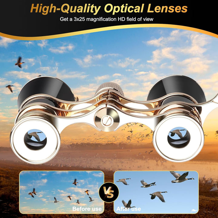 Opern-Fernglas-Teleskop, 3 X 25 Opernglas-Fernglas, Klarem Zentralen Fokus, Mit BAK-7 Prisma & Griff