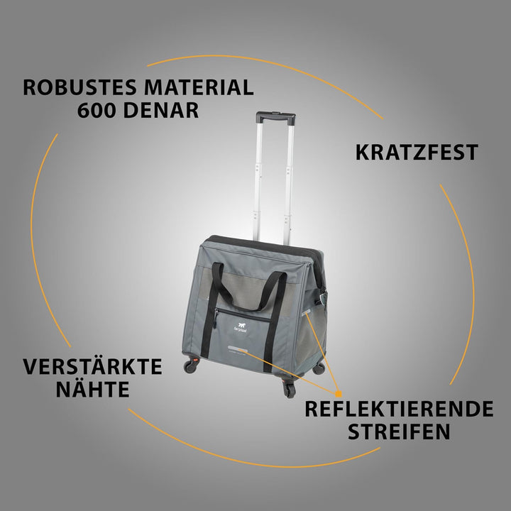 Ferplast Hundebox Voyager Trolley, Transportbox Katze, Hundetasche, ausziehbarer Griff, verstellbare