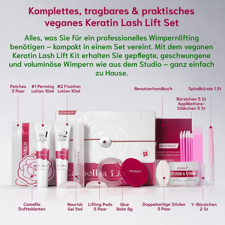 P-Beauty Camellia Wimpernlifting & Augenbrauenlifting SET - vegane Formel mit Kamelienextrakt - Wimp