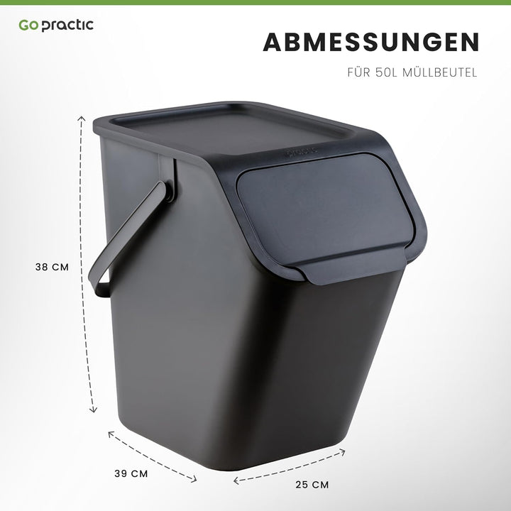Go Practic Mülleimer Mit Deckel Küche 25 L Click-Function Kohlefilter Abfalleimer Mülltrensystem Abf