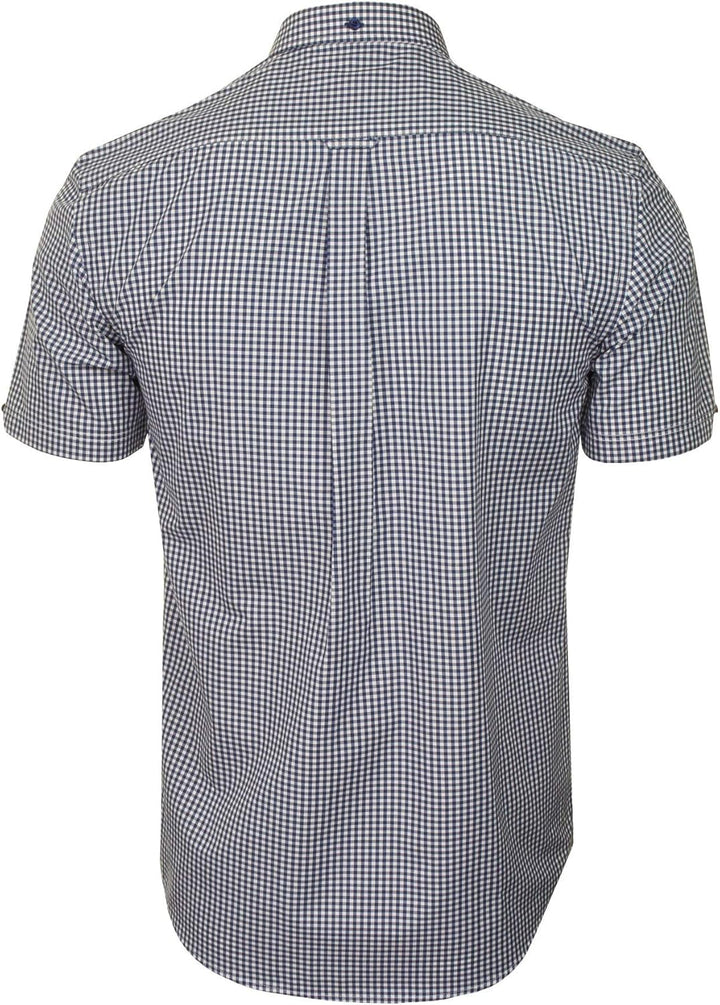 Xact Herren Kurzarmhemd mit Gingham-Karo, Button-Down-Kragen, Normale Passform M Navy/ White, M Navy