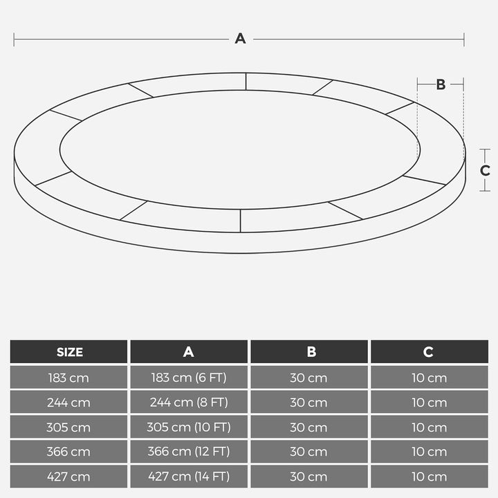 SONGMICS Trampolin Randabdeckung, Ø 183 244 305 366 427 cm, Federabdeckung, Randschutz, Sicherheitsm