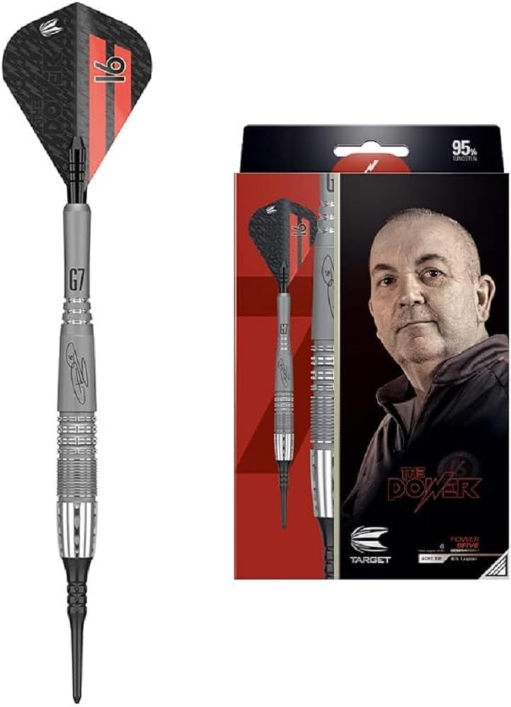 Target Darts Phil Taylor Power 9-Five Gen 7 | 95% Wolfram, Soft Tip Darts Set | Spieler-Edition-Set,