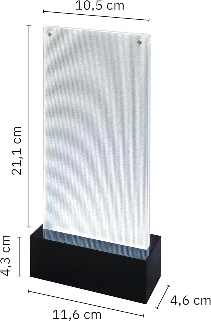 SIGEL TA424 Beleuchtbarer LED-Tischaufsteller für DIN lang, glasklar/schwarz, Acryl, DIN lang
