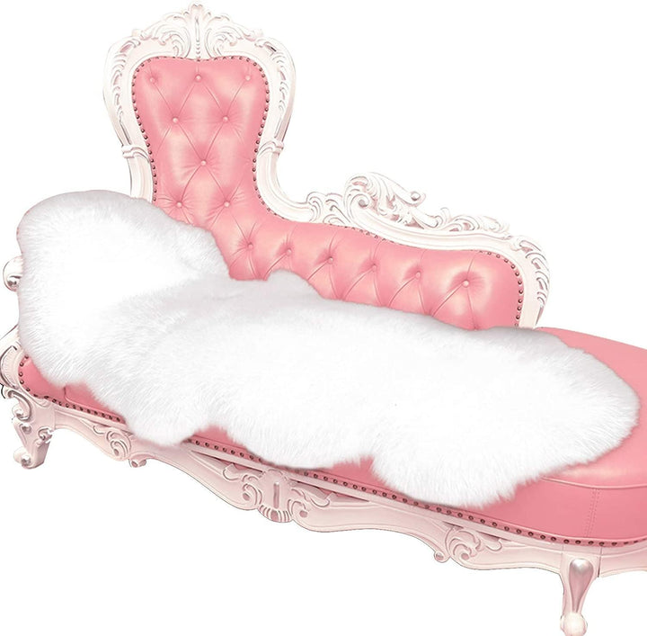 WOLTU Fellteppiche Schaffell, Kunstfell Lammfellimitat Teppich flauschig, 180 x 60cm Weiss, Longhair