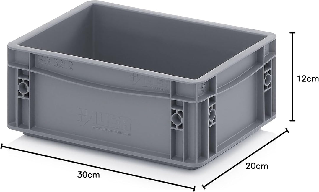 Auer Packaging 8x Eurobehälter 30 x 20 x 12 grau inkl. gratis Zollstock 8er Set