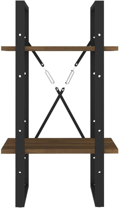 homiuse Bücherregal 2 Fächer Braun Eiche-Optik 40x30x70cm Holzwerkstoff BüCherregal Regal Wand WüRfe