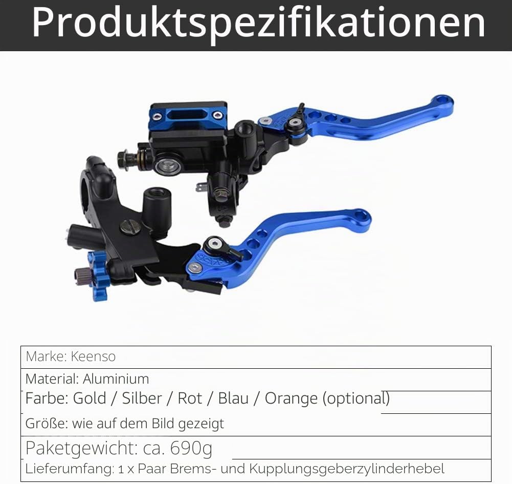 Keenso 1 Paar verstellbare Bremshebel und Kupplungshebel 7/8zoll Universal Motorradbremszylinder für