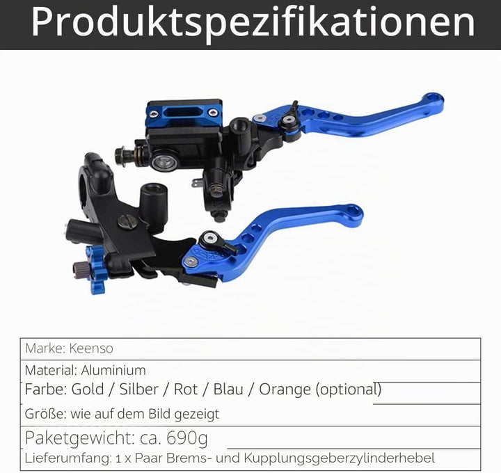 Keenso 1 Paar verstellbare Bremshebel und Kupplungshebel 7/8zoll Universal Motorradbremszylinder für