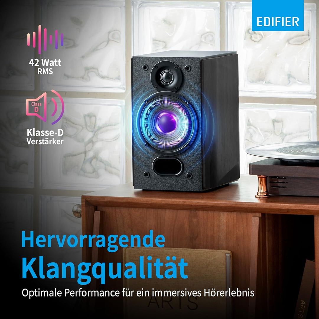 EDIFIER Studio R1380DB 2.0 Regallautsprecher-System (42 Watt) mit Bluetooth 5.1 (aptX). Infrarot-Fer