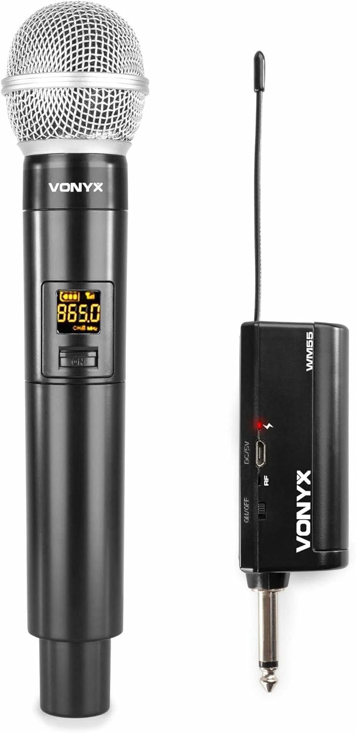 Vonyx WM55 - Mikrofon drahtlos, Wireless UHF Microphone, MIC, kabelloses Mikrofonsystem, Akkubetrieb