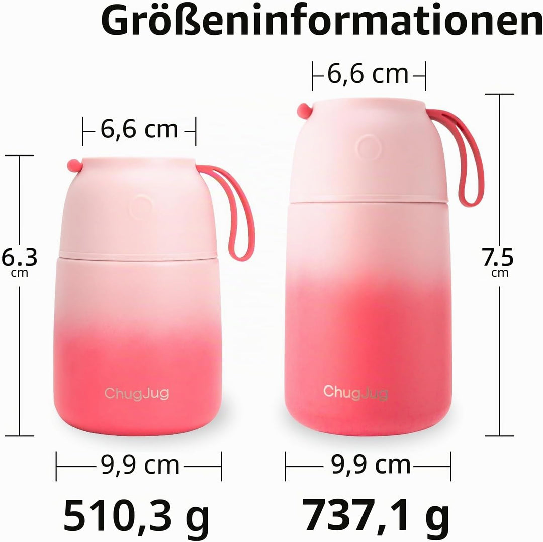 Thermobehälter für Essen 530ml, Edelstahl Thermobecher für Essen Warmhaltebehälter mit Löffel, Ausla