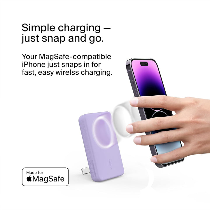 Belkin magnetische 5000-mAh-Powerbank, externer Handy-Akku, kompatibel mit MagSafe, mit Passthrough-