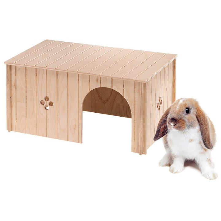 Ferplast Kaninchenhaus SIN MAXI, Widderkaninchen, FSC-Holz, Fronteingang, Luftlöcher 52 x 31 x h 26