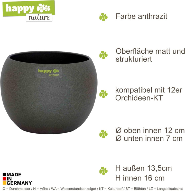 happy nature Set4 4 Keramik Blumentöpfel Madeira dunkel grau Struktur Kugel Ø 16 cm H 13,5 cm