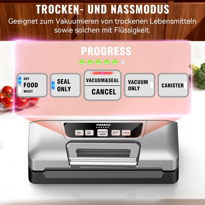 Gavasto Vakumierergerät für lebensmittel 90kPa, 9L/min Folienschweissgerät, Leistungsstarkes Vakuumi
