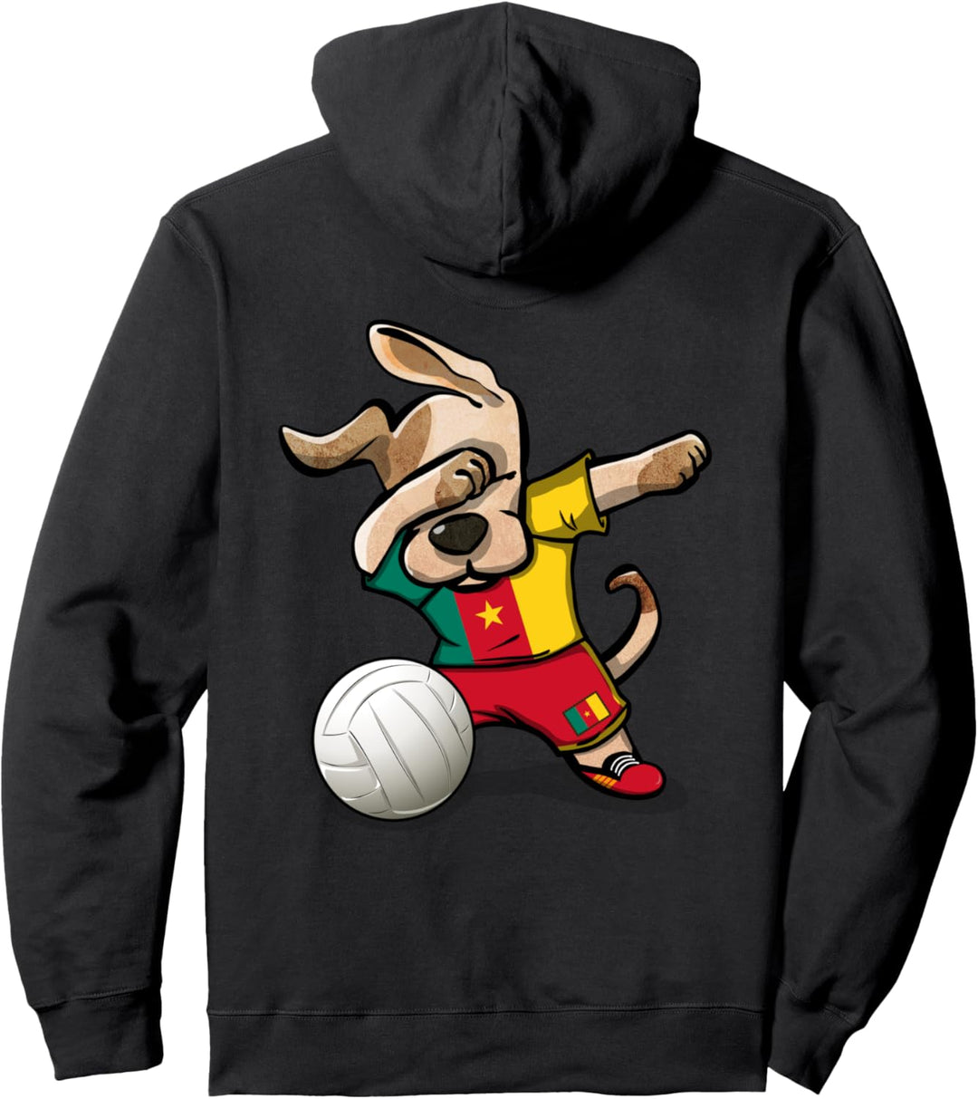 Tupfender Hund Kamerun Volleyball Kamerunische Flagge Sport Pullover Hoodie