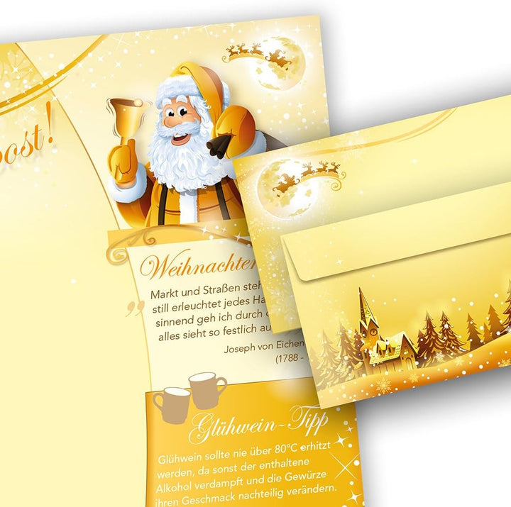 Briefpapier Set Weihnachtspost (250 Sets ohne Fenster) Weihnachtsbriefpapier mit Umschlag - beidseit