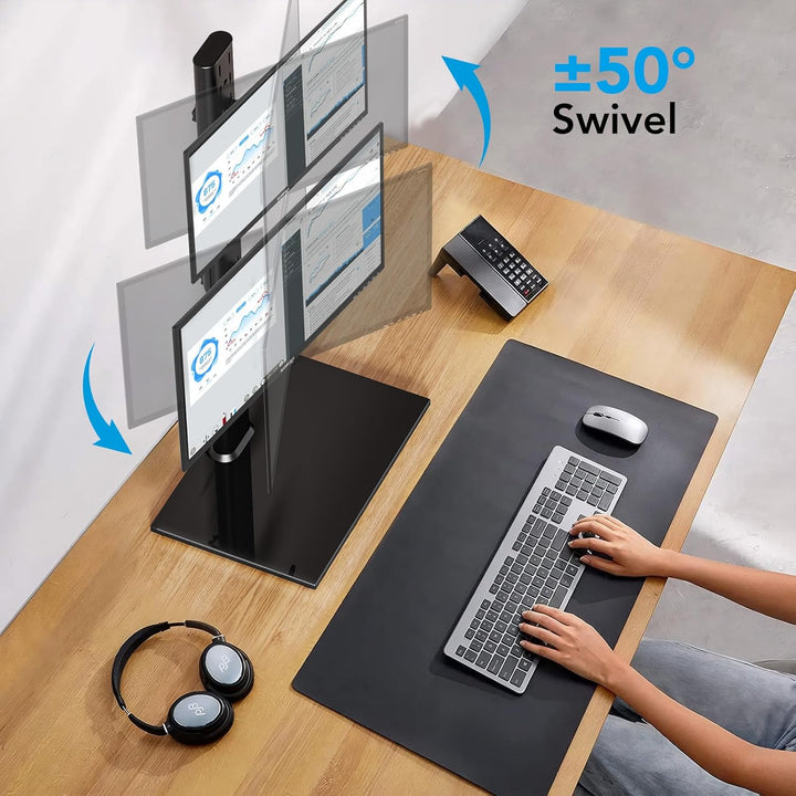 Dual Monitor Ständer Vertikaler Stapelbildschirm Freistehender Monitor Haltung Für Zwei 13 bis 34 Zo