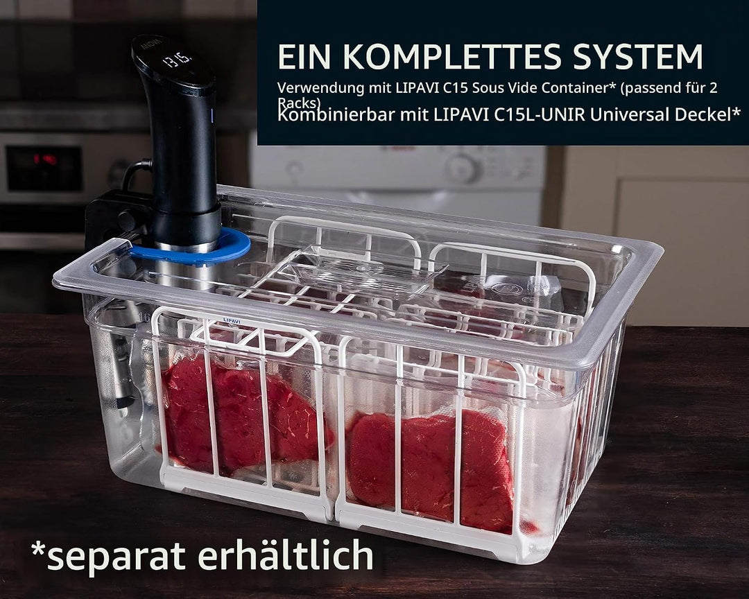 LIPAVI N15X Sous Vide Gestell mit Polycarbonate undt 316L Rostfreier Edelstahl Verstellbar, klappbar