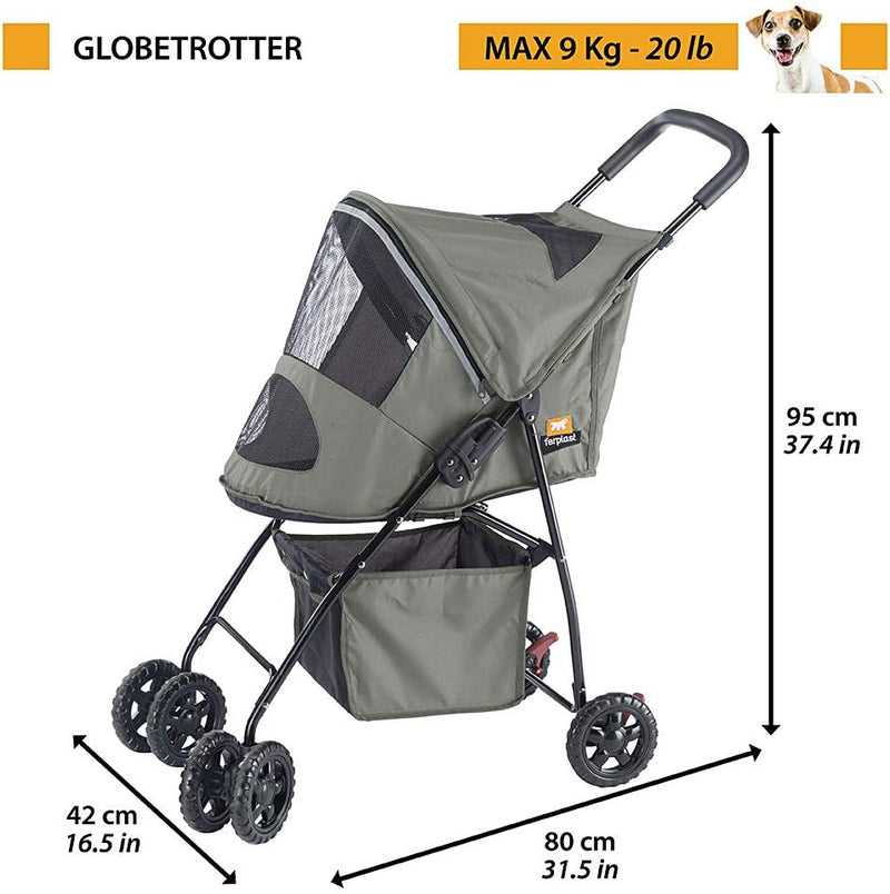 Ferplast Haustierwagen für kleine Hunde Globetrotter Faltbarer Buggy für kleine Hunde bis 9 kg, Falt