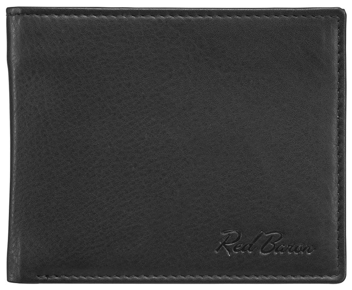 Red Baron Portemonnaie Geldbörse Herren Elegantes Design Schwarz matt - mit Fach für EIN Einkaufswag