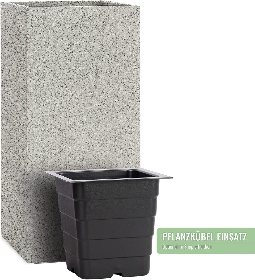 Pflanzwerk® Pflanzkübel Tower Granit Grau 60x28x28cm *Frostbeständiger Blumenkübel* *UV-Schutz* *Qua