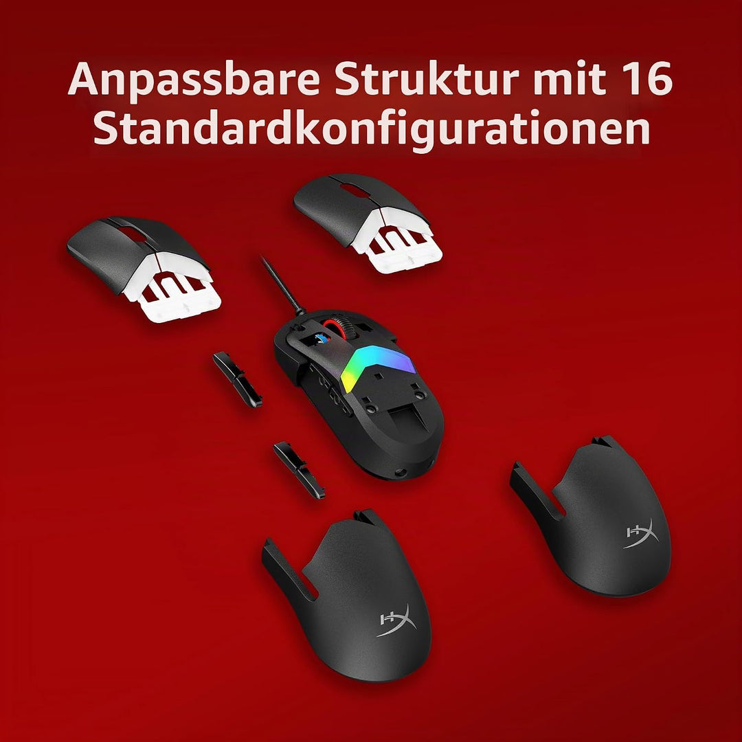 HyperX Pulsefire Saga Gaming Maus – Modulare Gaming-Maus, bis zu 26.000 DPI, 8K Polling Rate, HyperX