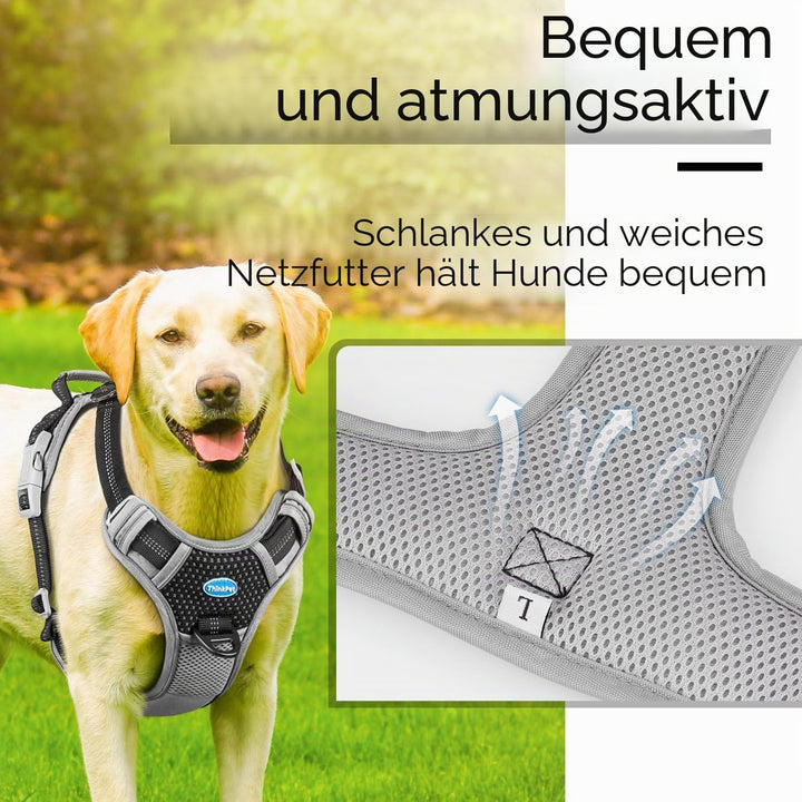 ThinkPet Anti Zug Hundegeschirr, Hundegeschirr mit Griff Leicht zu Kontrollierendem Hundegeschirr Ve