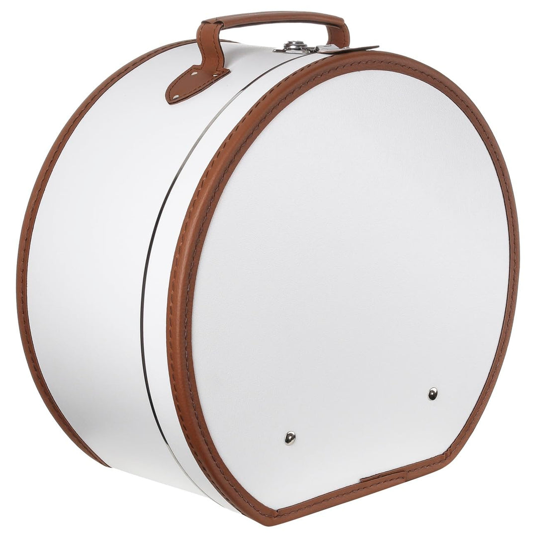 Lierys runder Hutkoffer creme-weiss - Masse: 40 cm x 21 cm - grosse Hutschachtel aus Kunstleder - Hu
